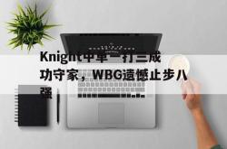 米兰捕鱼-Knight中单一打三成功守家，WBG遗憾止步八强